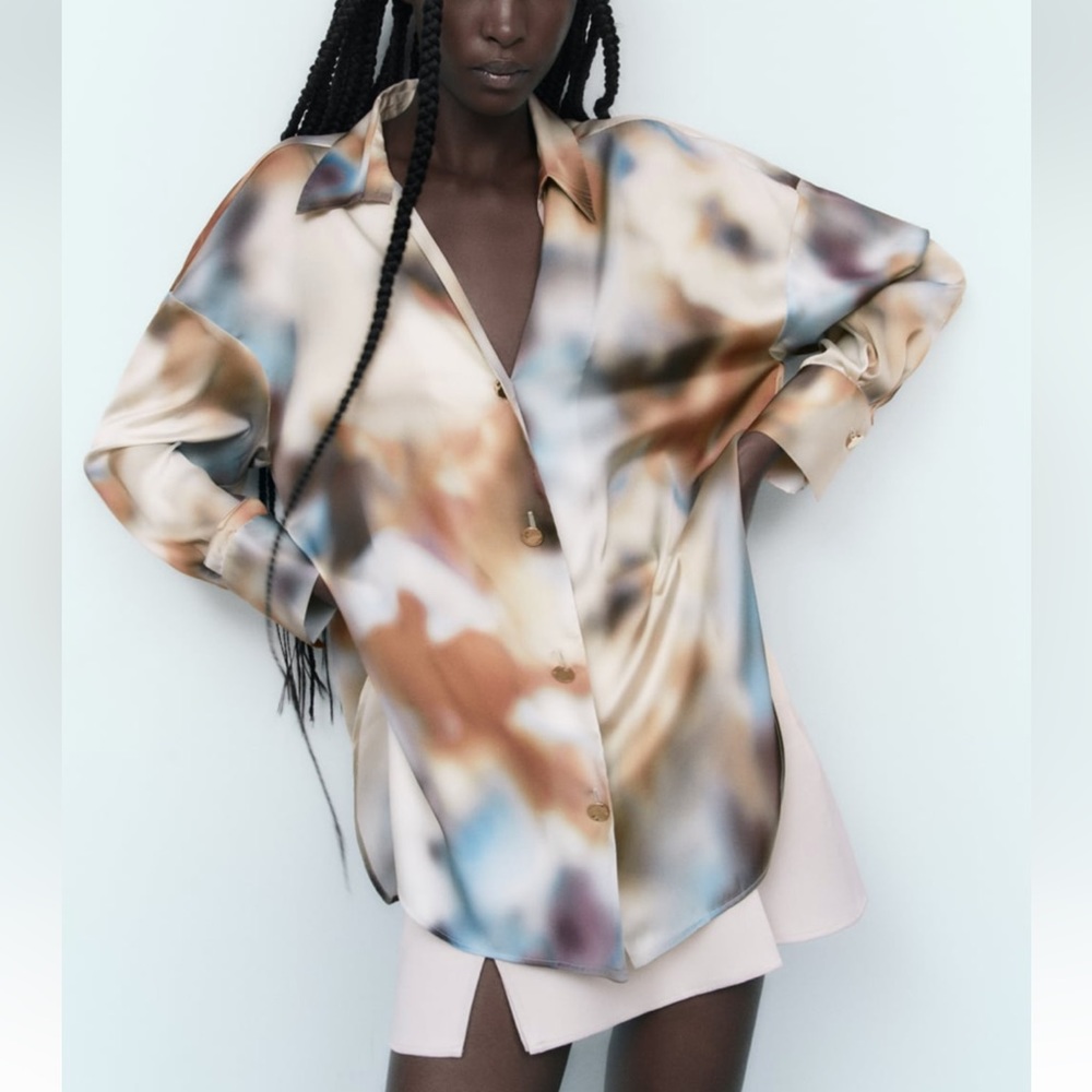 Zara tie dye print oversized shirt